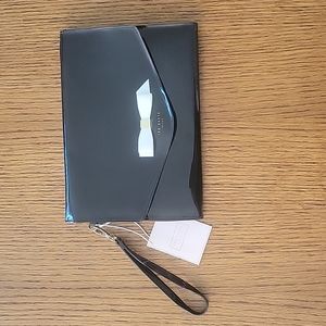 NWT Ted Baker Black Wristlet Bow Strap Envelope Clutch